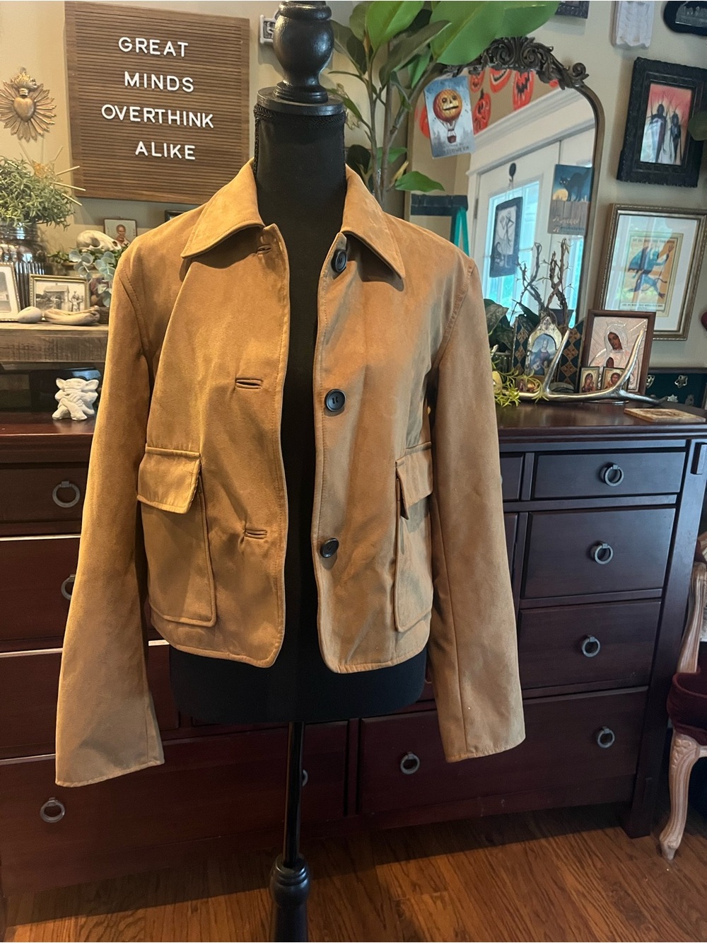 Dynamite Camel Faux Suede Utility Jacket NWT